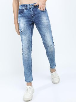 HIGHLANDER - Men Blue Skinny Fit Mildly Distressed Heavy Fade Stretchable Jeans