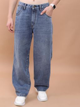 HIGHLANDER - Men Straight Fit Heavy Fade Clean Look Cotton Baggy Jeans