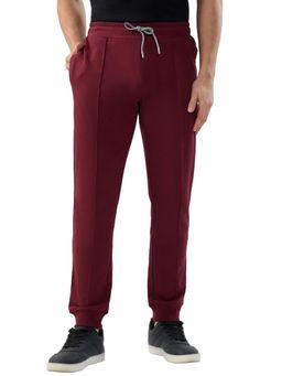 Park Avenue - Slim Fit Solid Dark Maroon Joggers