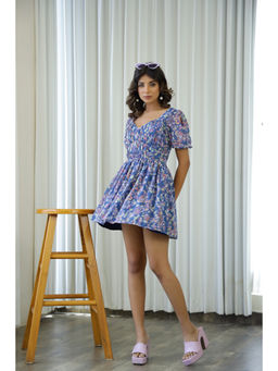 Femme Sequel - Ava Blue Color Mini Dress