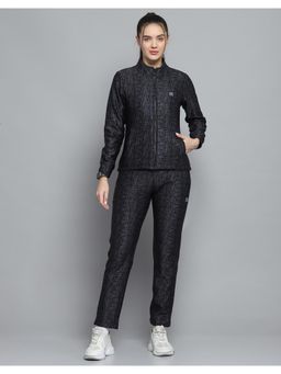 Rock.it - Women Printed Black High Neck Full Sleeves Top With Track Pant