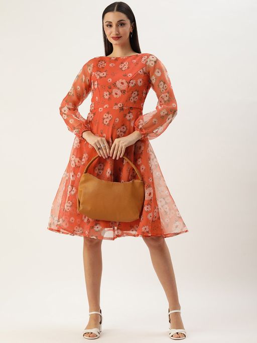 organza dress online Multicolor Organza Dress with Beads