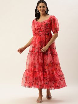 Ethnovog - Ready To Wear Pink Digital Printed Organza Dress