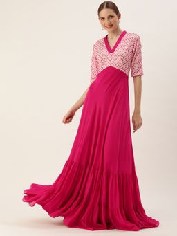 Ethnovog - Ready To Wear Pink Georgette Embroidered Gown