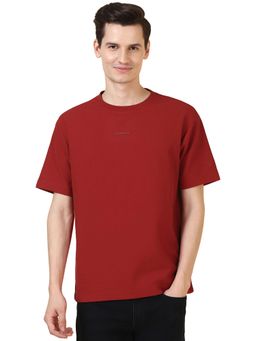 Allen Solly - Men Red Textured T-Shirt