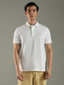 Tommy Hilfiger - White Solid Regular Fit Cotton Polo T-Shirt