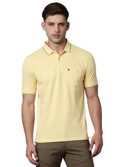 Louis Philippe - Men Yellow Solid Polo T-Shirt