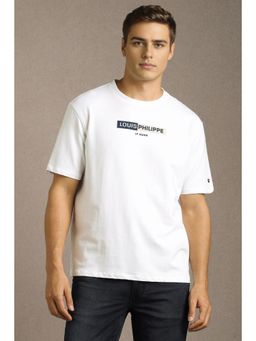Louis Philippe - Men White Solid T-Shirt