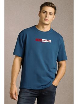 Louis Philippe - Men Blue Solid T-Shirt