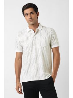 Peter England - Men White Print Polo T-Shirt