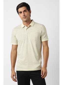 Peter England - Men Beige Print Polo T-Shirt