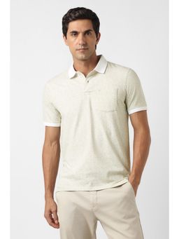 Peter England - Men Beige Print Polo T-Shirt