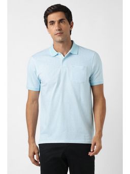 Peter England - Men Light Blue Print Polo T-Shirt