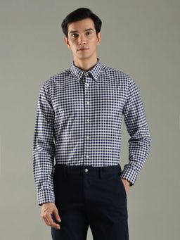 Tommy Hilfiger - Navy Blue Checks Regular Fit Cotton Shirt