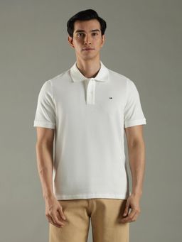 Tommy Hilfiger - White Solid Regular Fit Cotton Polo T-Shirt