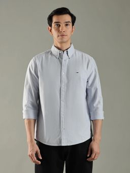Tommy Hilfiger - Blue Solid Regular Fit Cotton Shirt
