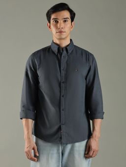 Tommy Hilfiger - Blue Solid Regular Fit Cotton Shirt