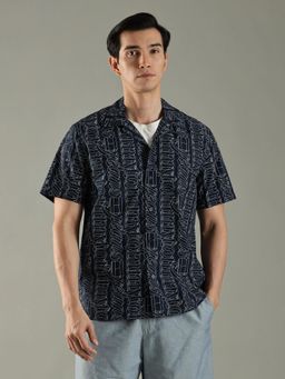 Tommy Hilfiger - Navy Blue Logo Regular Fit Cotton Shirt