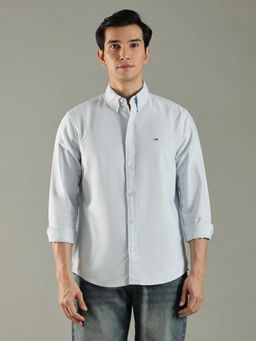 Tommy Hilfiger - Blue Solid Regular Fit Cotton Shirt