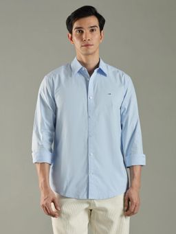 Tommy Hilfiger - Blue Solid Regular Fit Cotton Shirt