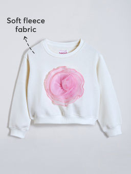 Hopscotch - White Floral Applique Pullover Sweatshirt