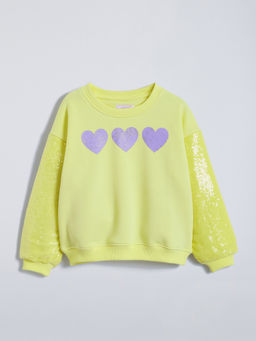 Hopscotch - Yellow Sequin Embellished Sweatshirt