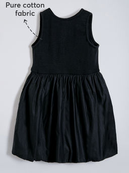 Hopscotch - Black Cotton Balloon Hem Dress
