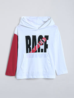 Hopscotch - White Pure Cotton Hooded T-shirt