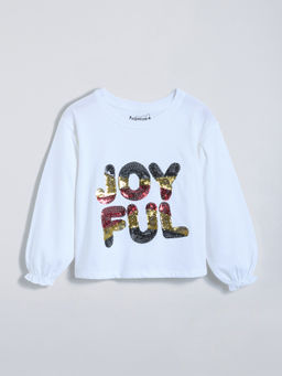 Hopscotch - White Sequin Embellished T-shirt