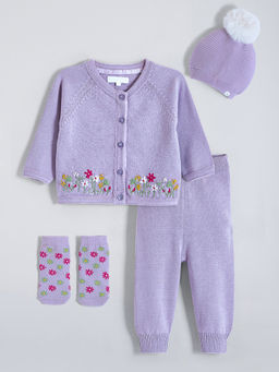 Hopscotch - Lavender Floral Embroidered Winter Set