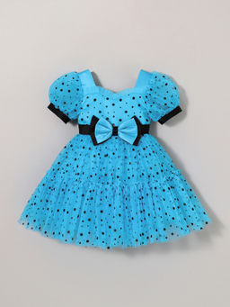 Hopscotch - Blue Ruffle Polka Dots Dress