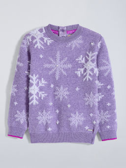 Hopscotch - Purple Textured Fabric Snowflake Sweater