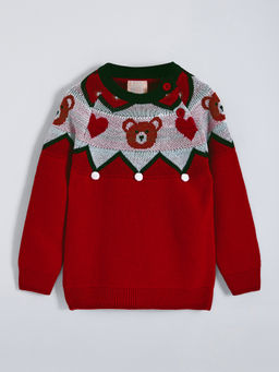 Hopscotch - Pom Pom Textured Teddy Sweater