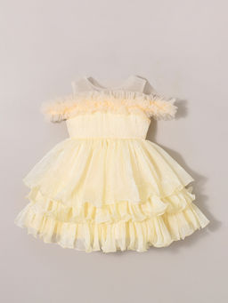Hopscotch - Yellow Ruffle Embellished Dress