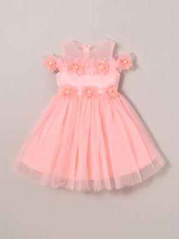 Hopscotch - Pink Floral Applique Dress