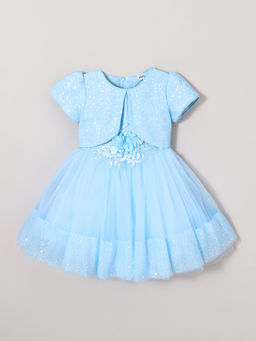 Hopscotch - Blue Floral Applique Dress
