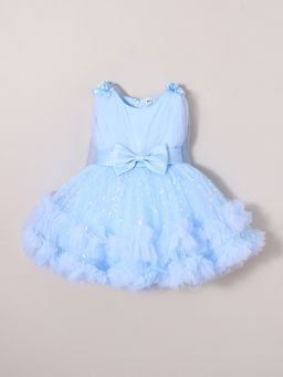 Hopscotch - Blue Bow Applique Dress