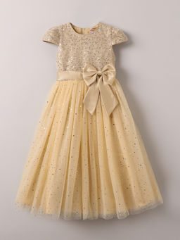 Hopscotch - Beige Sequin Embellished Gown