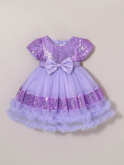 Hopscotch - Purple Sequin Embellished Bow Dress