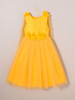 Hopscotch - Yellow Floral Lace Embellished Gown