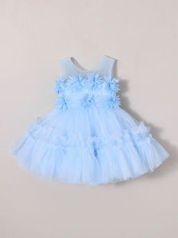 Hopscotch - Blue Floral Applique Dress