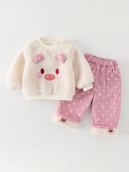 Hopscotch - Beige Applique Sweatshirt and Pant