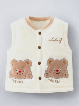 Hopscotch - White Teddy Embroidered Jacket