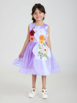 Hopscotch - Purple Floral Embroidered Dress