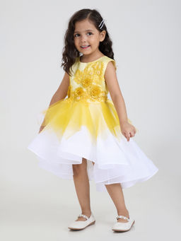 Hopscotch - Yellow Pearl Embellished Dress