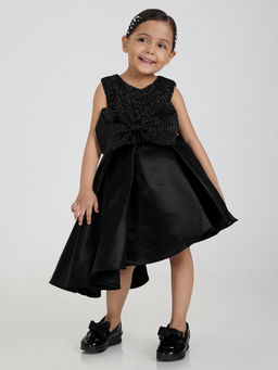 Hopscotch - Black Bow Applique Embellished Dress