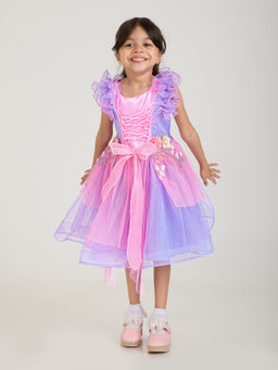 Hopscotch - Purple Ruffle Embellished Dress