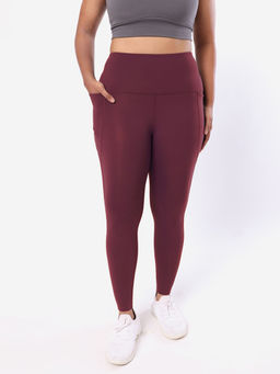 Blissclub - Women Burgundy The Greatest Leggings Tall with 2 Deep Side Pockets