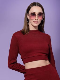 KASSUALLY - Heart Styled Back Ribbed Crop Top