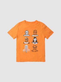 GAP - Boys Orange Slim Graphic Crew Neck T-Shirt